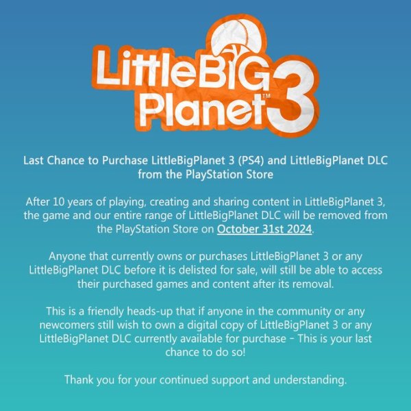 LittleBigPlanet Store Removal