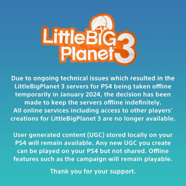 LittleBigPlanet Server Shutdown